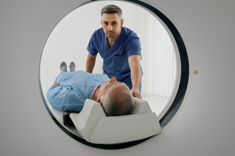 radiographer doing scan