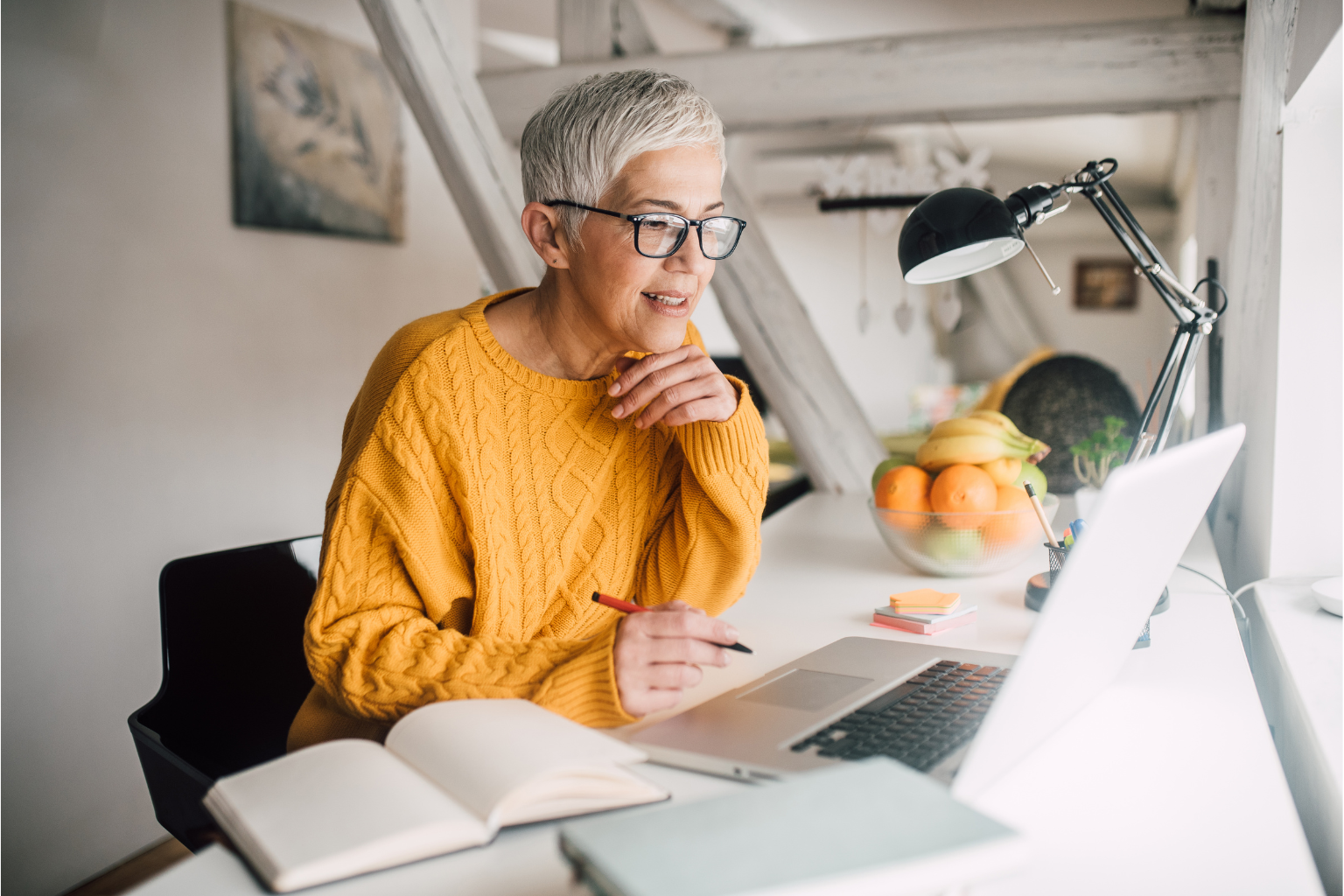 older person working